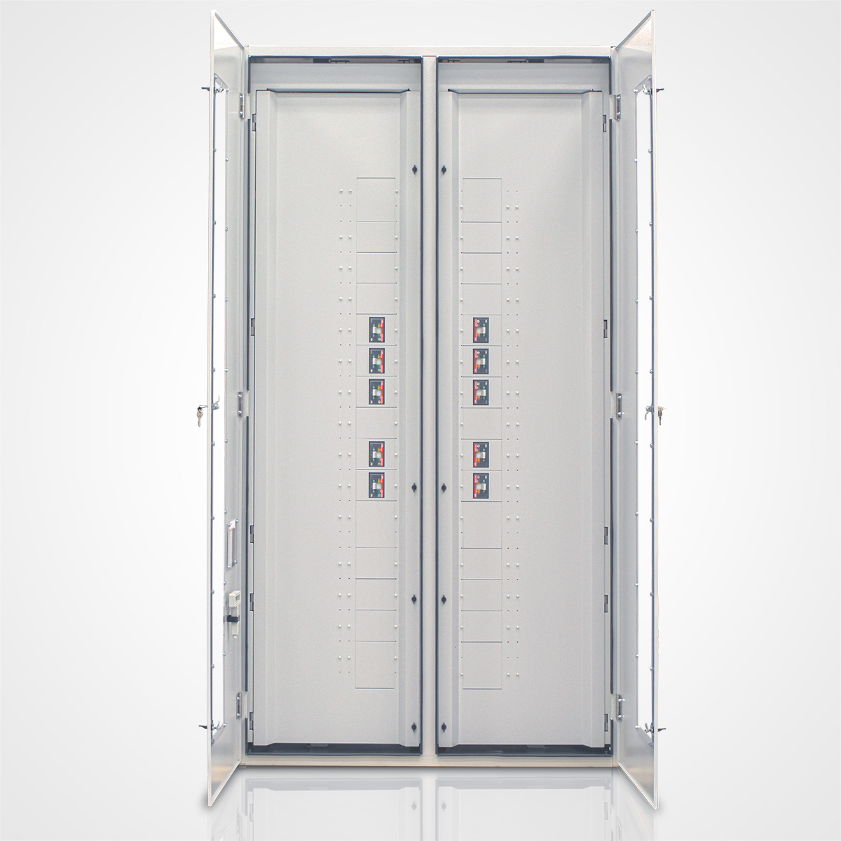 The LayerZero Series 70: ePanel-HD2 High Density Power Panel with the Outer Doors Open.