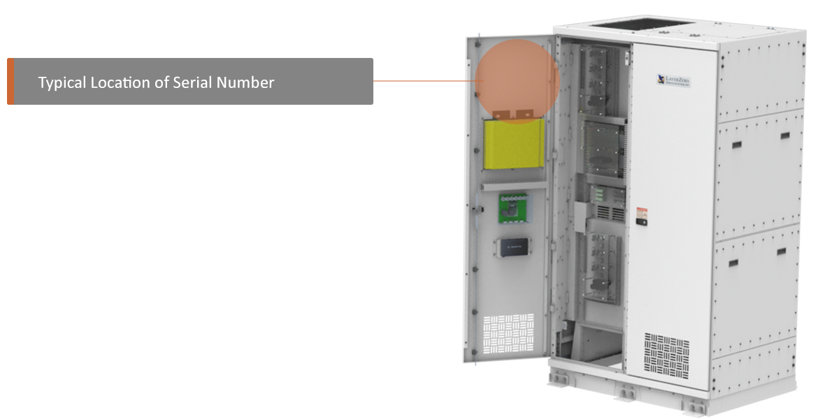 Diagram showing where to locate the serial number