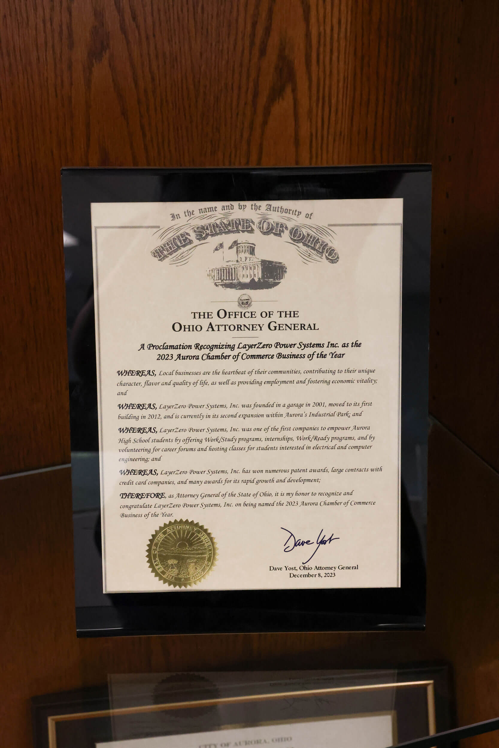 LayerZero Power Systems Proclamation by Ohio Attorney General 2023