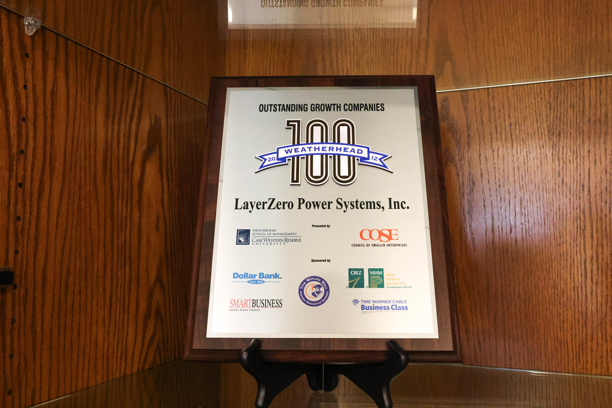 LayerZero Power Systems Weatherhead 100 Award 2012