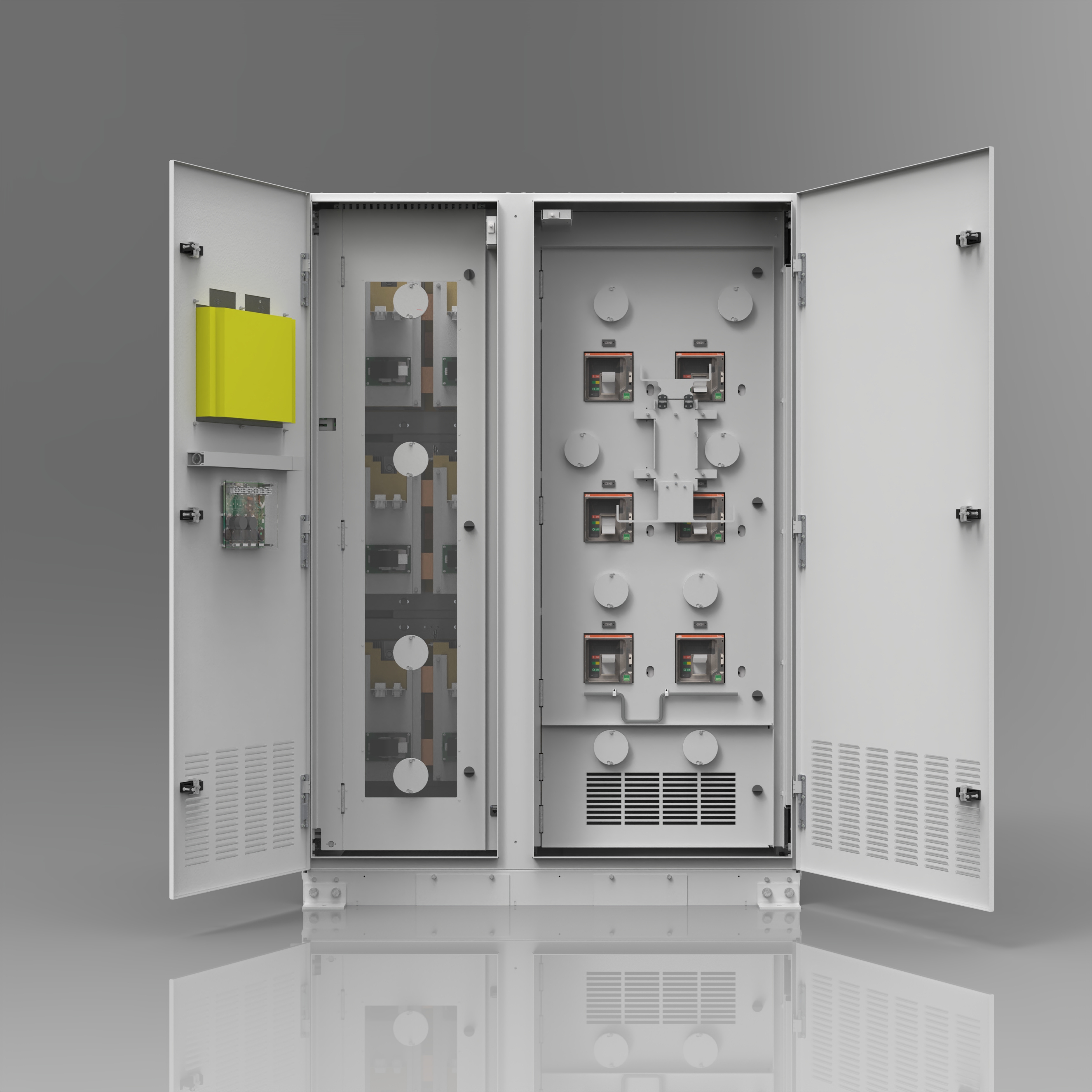 800 A eSTS Static Transfer Switch Outer Doors Open 